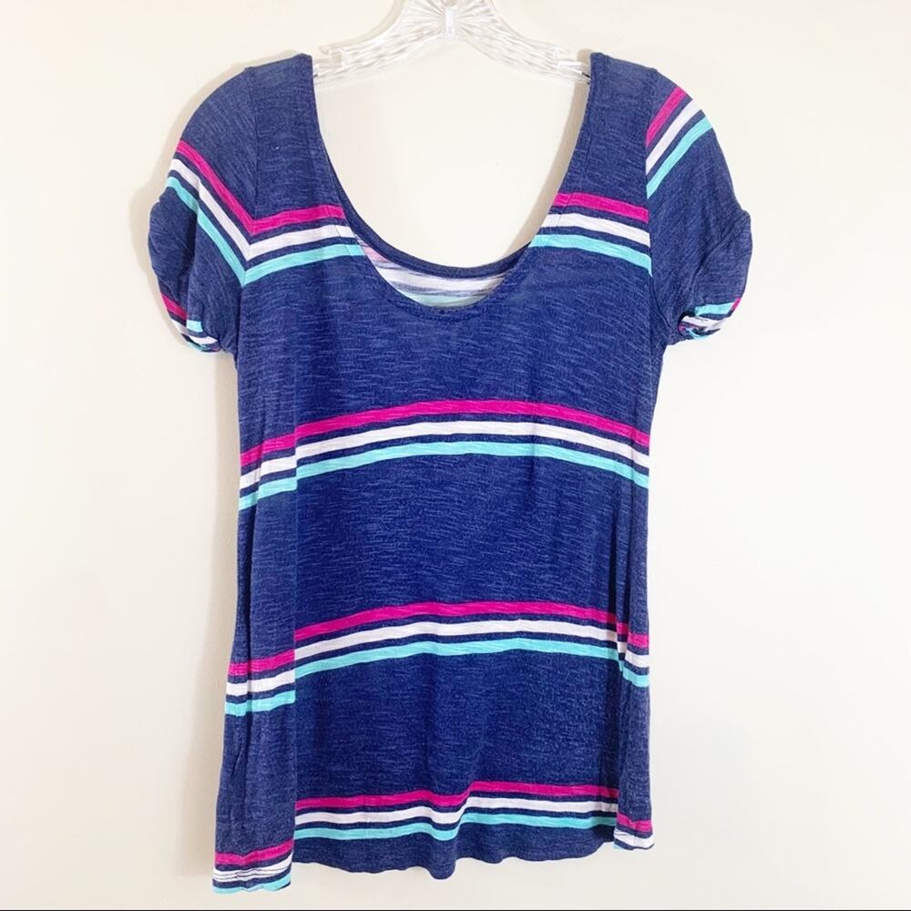 Splendid Striped Scoop Neck Top T-Shirt Size M